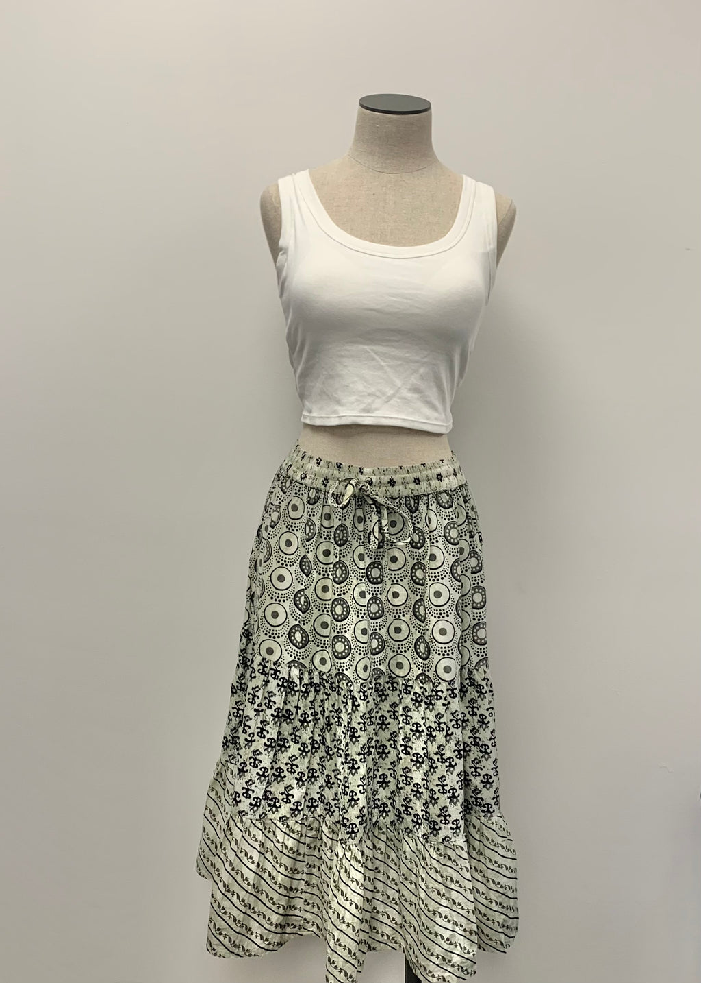 Elastic Waist Boho Print Skirt
