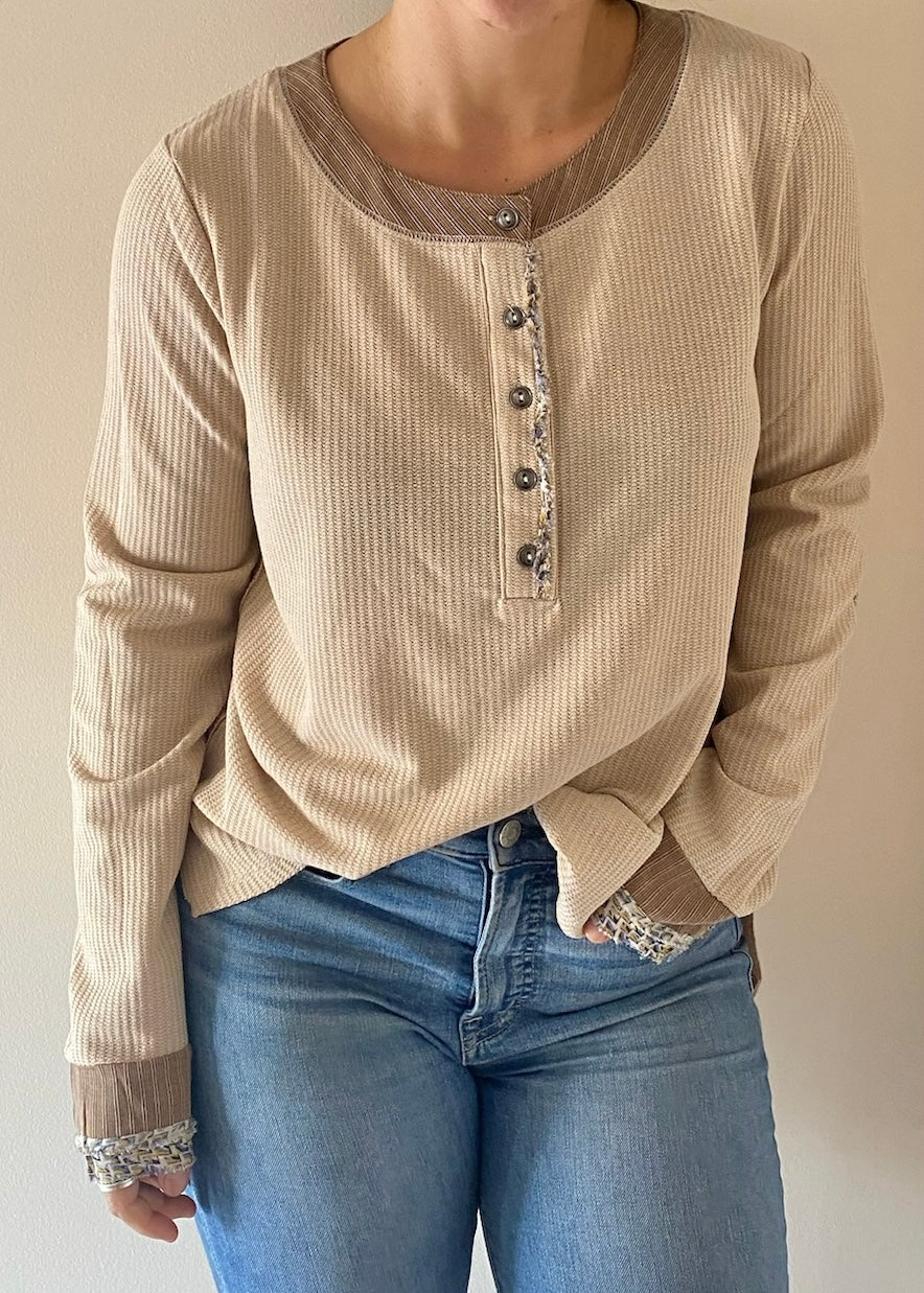 Henley Top with Elbow Patches