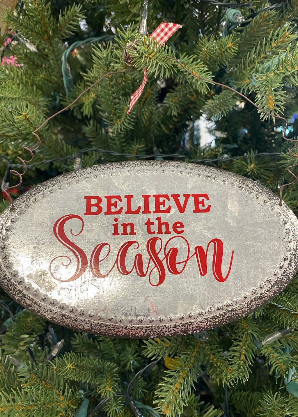 Assorted Galvanized Metal Christmas Message Ornament