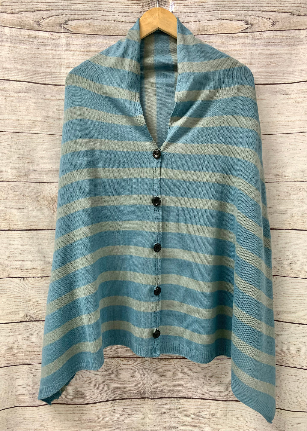 Striped Button Up Poncho