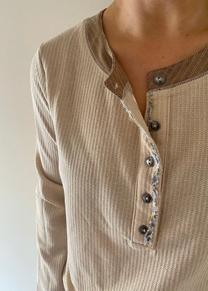 Henley Top with Elbow Patches