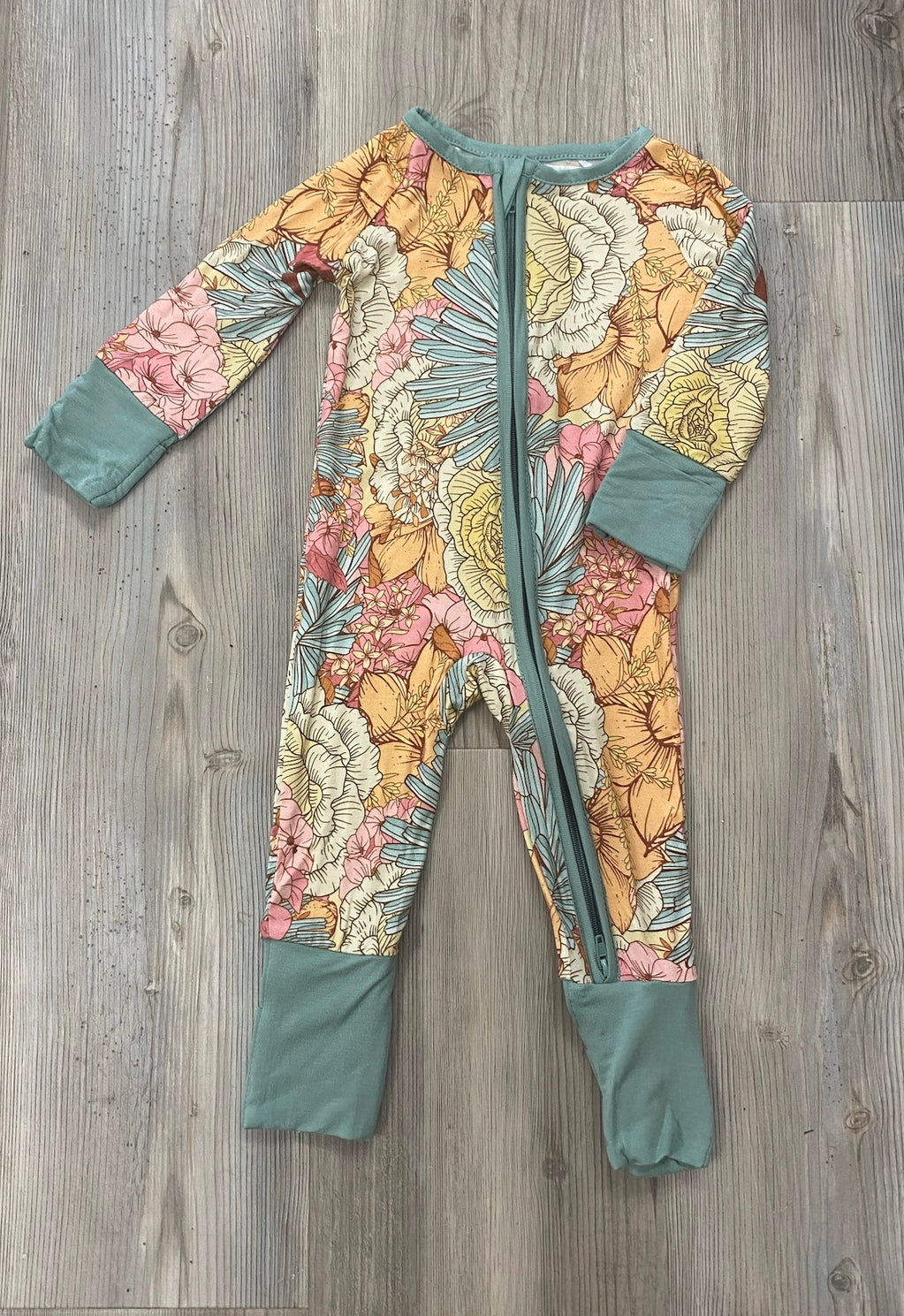 Floral Baby Zip up Pajama Onesie
