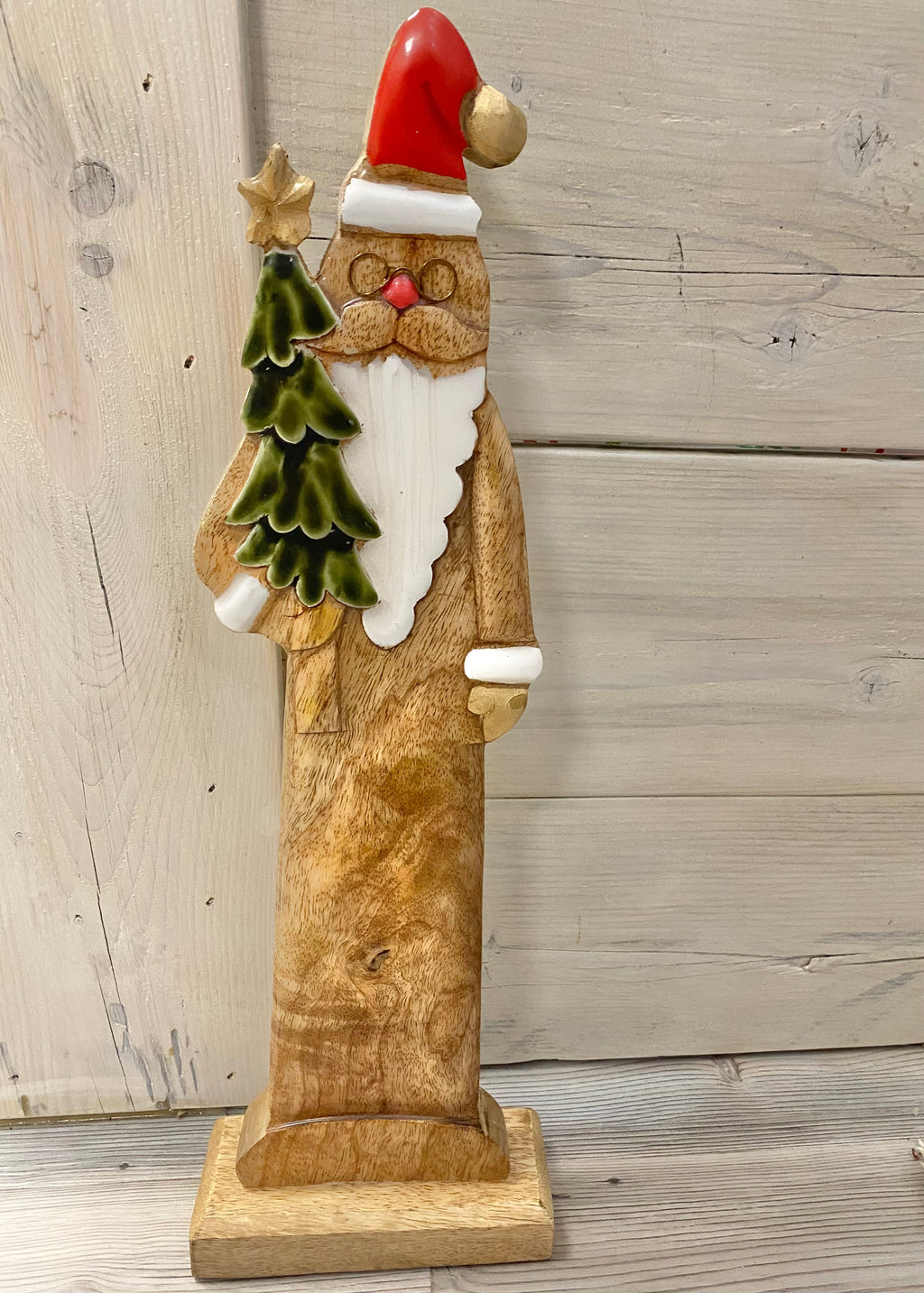 Large Standing Wood Santa