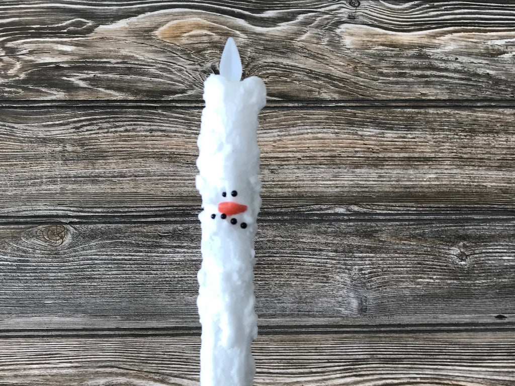 Snowman Bumpy White Taper Candle