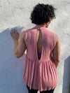 Pink Top with Button Back Detail Neckline
