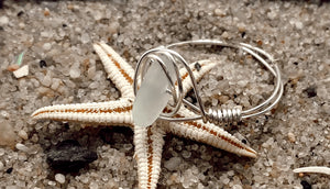 Wired Silver Seafoam Sea Glass Ring
