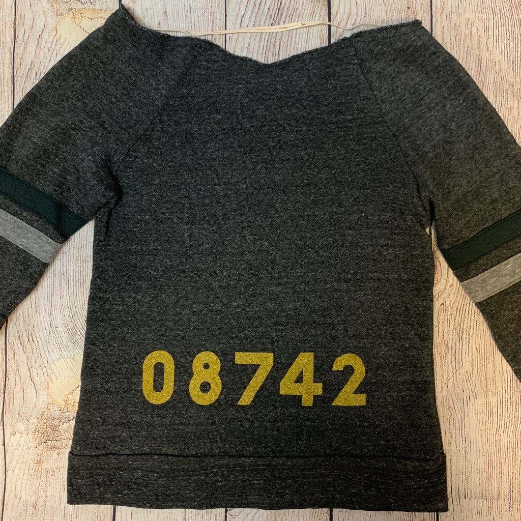 LOCAL Paw Print with 08742 Back-Distressed Neckline Sweatshirt