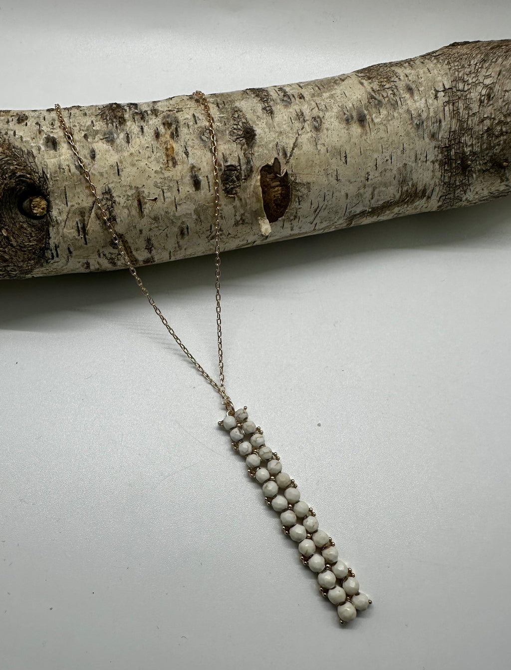 Long White Mini Stone Necklace