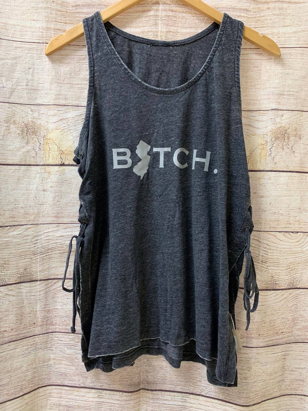 B*tch Tank With Lace Up Sides