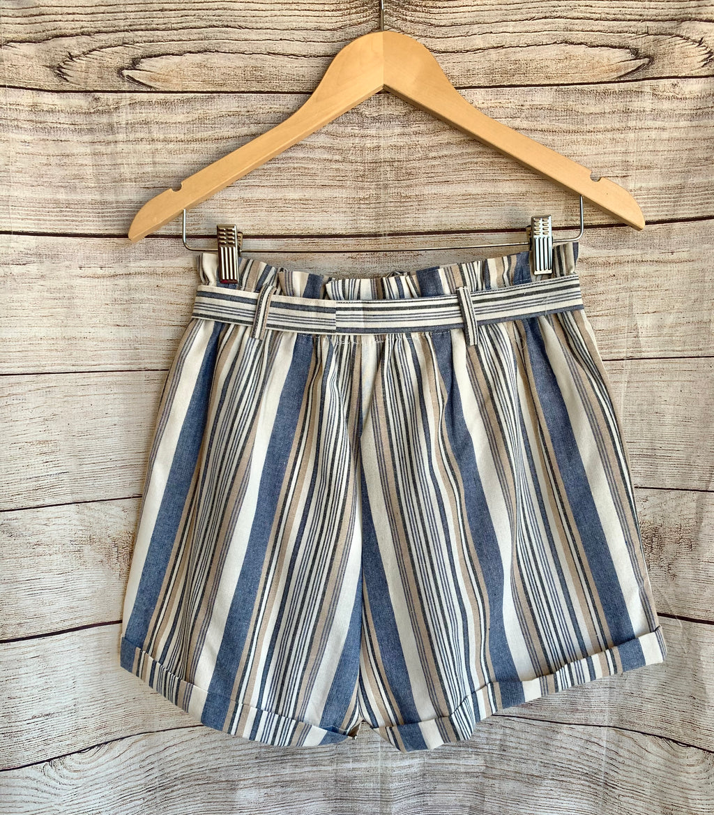 Striped Paper Bag Shorts