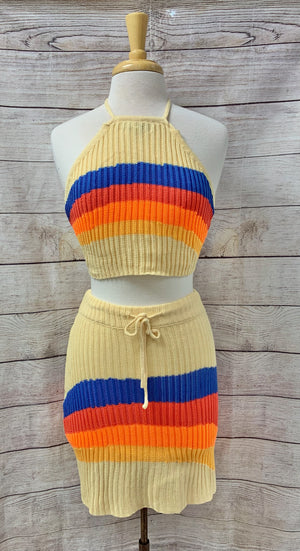 Bright Stripe Knit Skirt