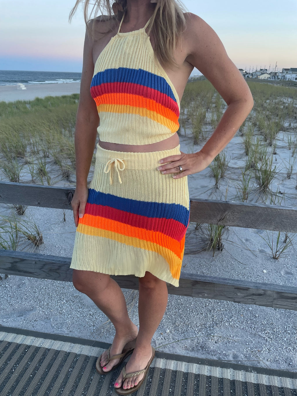 Bright Stripe Knit Skirt