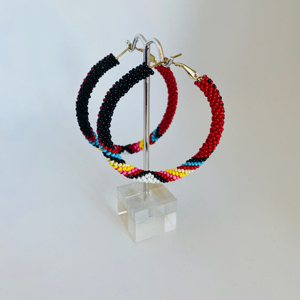Multicolor Beaded Hoop Earrings