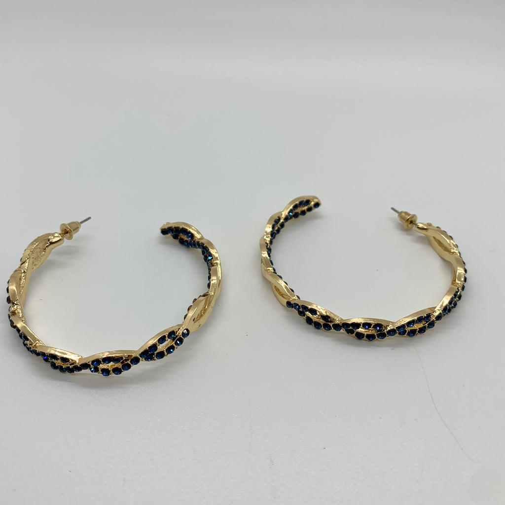 Zirconia Twisted Post Hoop Earrings