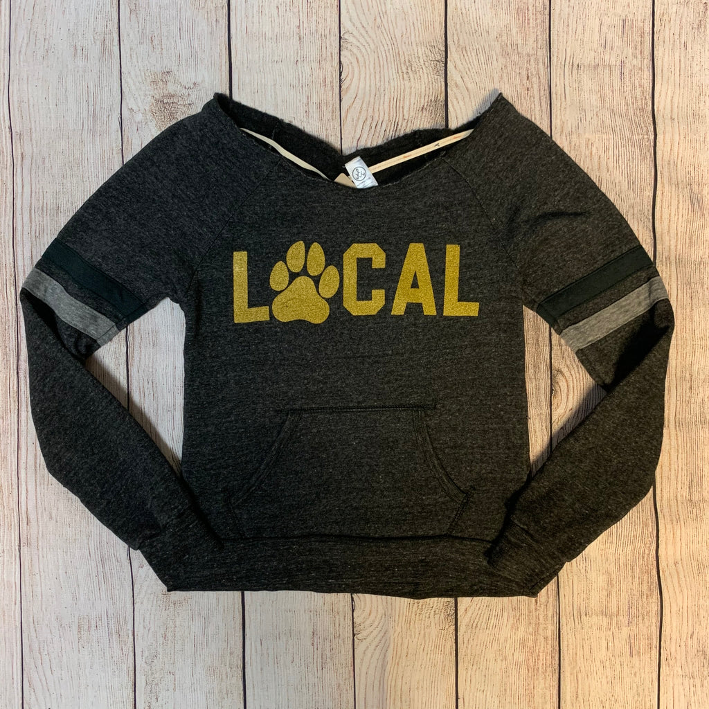 LOCAL Paw Print Distressed Neckline Sweatshirt
