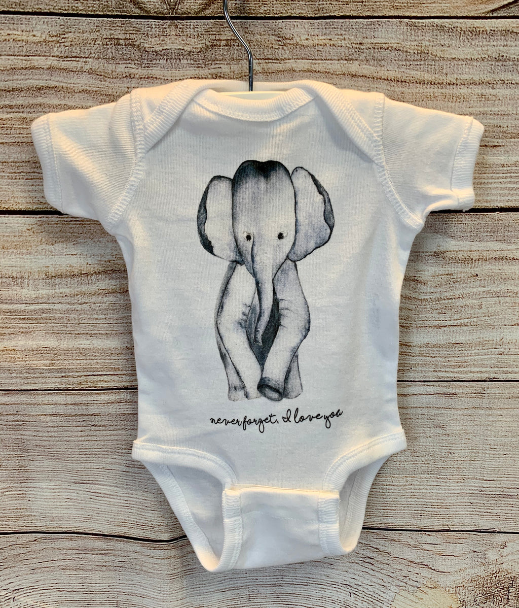 Elephant-Never Forget I Love You Baby Onesie