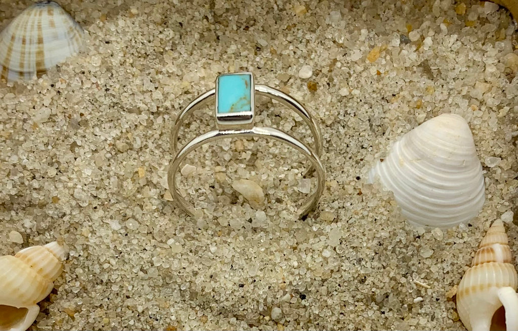 Sterling Silver Rectangle Turquoise Ring